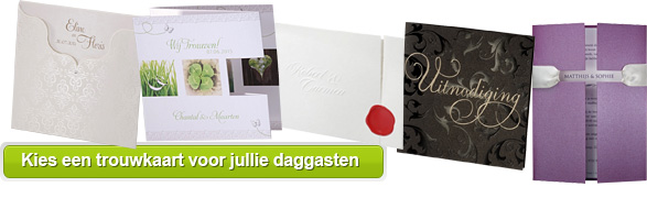 Selecteer hier de trouwkaarten voor de daggasten uit de grootste trouwkaart collectie online.