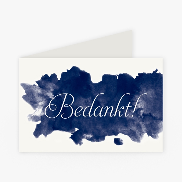 Bedankkaart blauwe aquarelvlek