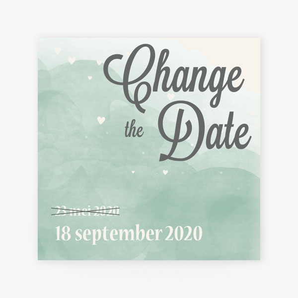 Change the date kaart watercolor groen