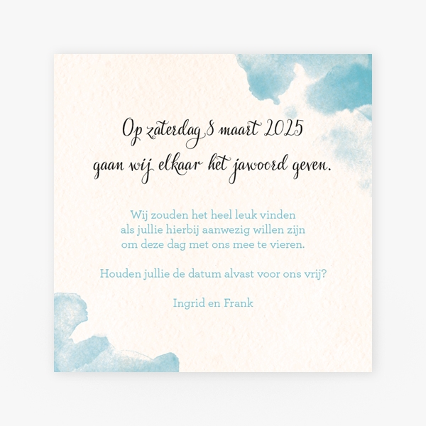 Save the date aquarel blauw