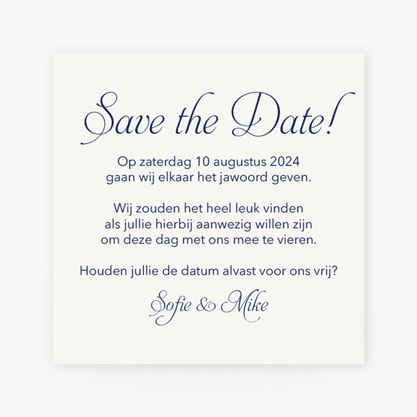 Save the date blauwe aquarelvlek