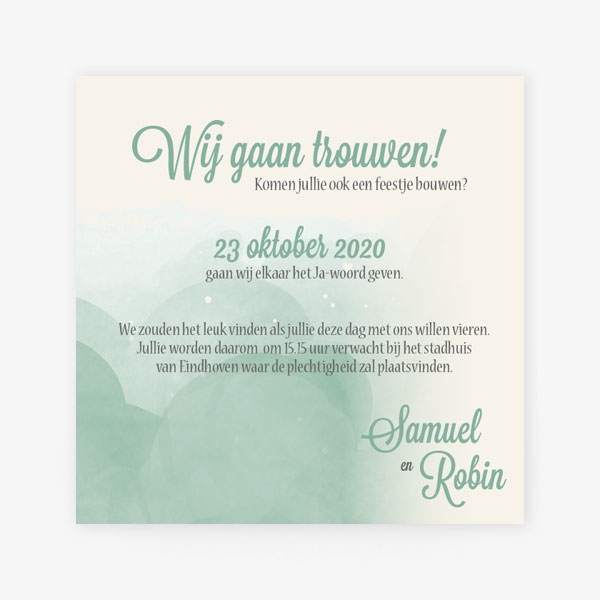 Save the date watercolour (Groen)