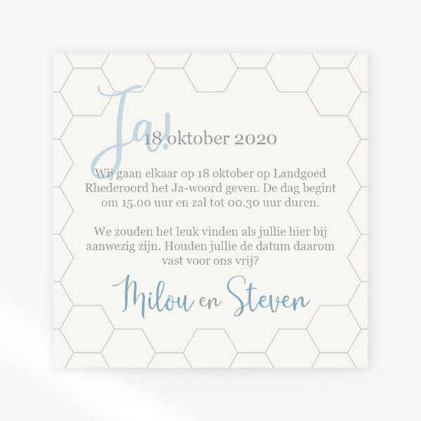 Save the date zilverblauw