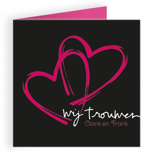 Trouwkaart Black & Pink