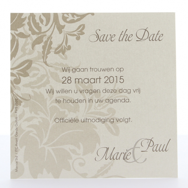 Trouwkaart Save the date kaartje Organisch