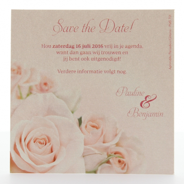 Trouwkaart Save the date kaartje Pink rose