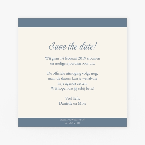 Trouwkaart save the date parelmoer