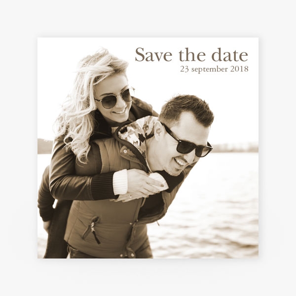 Trouwkaart Save the date sepia