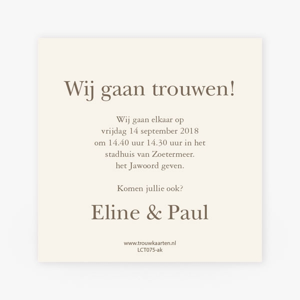 Trouwkaart Save the date sepia