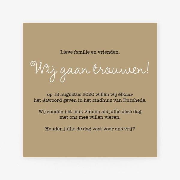 Trouwkaart Save the date - vogeltje