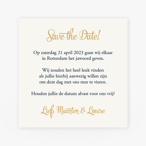 Trouwkaart stippen goud save the date kaart