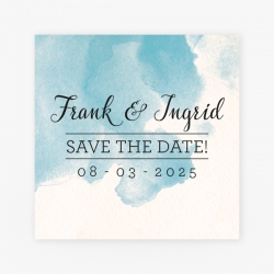 Save the date aquarel blauw