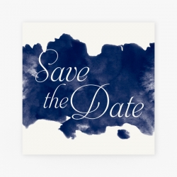 Save the date blauwe aquarelvlek