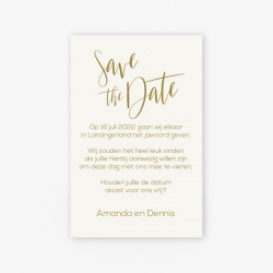 Save the date glimmend goud