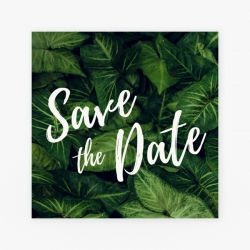 Save the date kaart groene bladeren