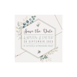 Trouwkaart Save the date Aquarel met goud