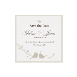 Trouwkaart Save the date passend bij de lieflijke trouwkaart met groot hart