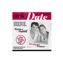 Trouwkaart Save the date passend bij de moderne trouwkaart in magazine stijl