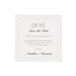 Trouwkaart Save the date passend bij de trouwkaart in hoes met magneetsluiting en goudfolie