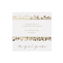 Trouwkaart Save the date passend bij de trouwkaart met stippen en glitters