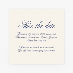 Trouwkaart winter blauw save the date kaart