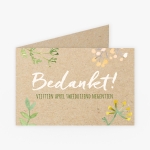 Bedankkaart kraft met aquarel planten