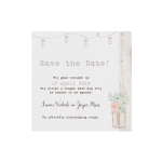 Trouwkaart Save the date passend bij Moderne trouwkaart in vintage look met steigerhout en leuk pop-up effect