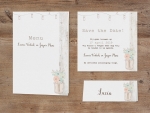 Belarto Bohemian Wedding - Trouwkaart Save the date passend bij Moderne trouwkaart in vintage look met steigerhout en leuk pop-up effect