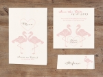 Belarto Bohemian Wedding - Trouwkaart Save the date passend bij Romantische trouwkaart met sierlijke flamingo's en uitgesneden hart