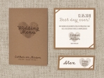 Belarto Bohemian Wedding - Trouwkaart Save the date passend bij Strak ontwerp Wij trouwen met kraft-jasje voorzien van label en drie kleuren touw